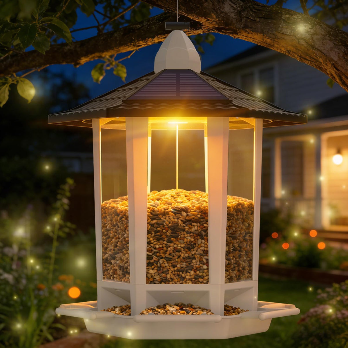 Birdream 2 Pack Solar Bird Feeders for Outdoors Hanging - Black&White / 1 Pack