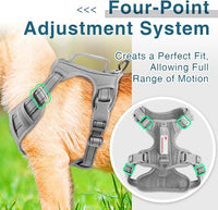BARKBAY Dog Harness No Pull with ID Tag Pocket - Heavy Duty, Reflective, Easy Control for Large Dogs(Grey,M)