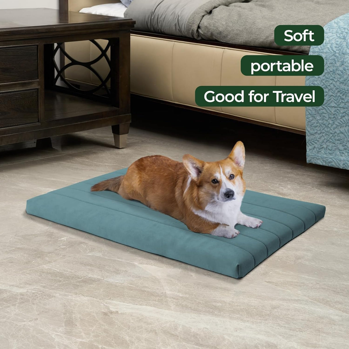 BALANCE Dog Crate Bed, Orthopedic Dog Bed Pad with Waterproof Liner, Washable Crate Foam Pet Mat - Powder Blue / 36.0"L x 23.0"W x 1.6"Th - image 3