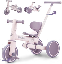 Bobike 5-in-1 toddler tricycle with push handle and seat backrest in purple - view 4