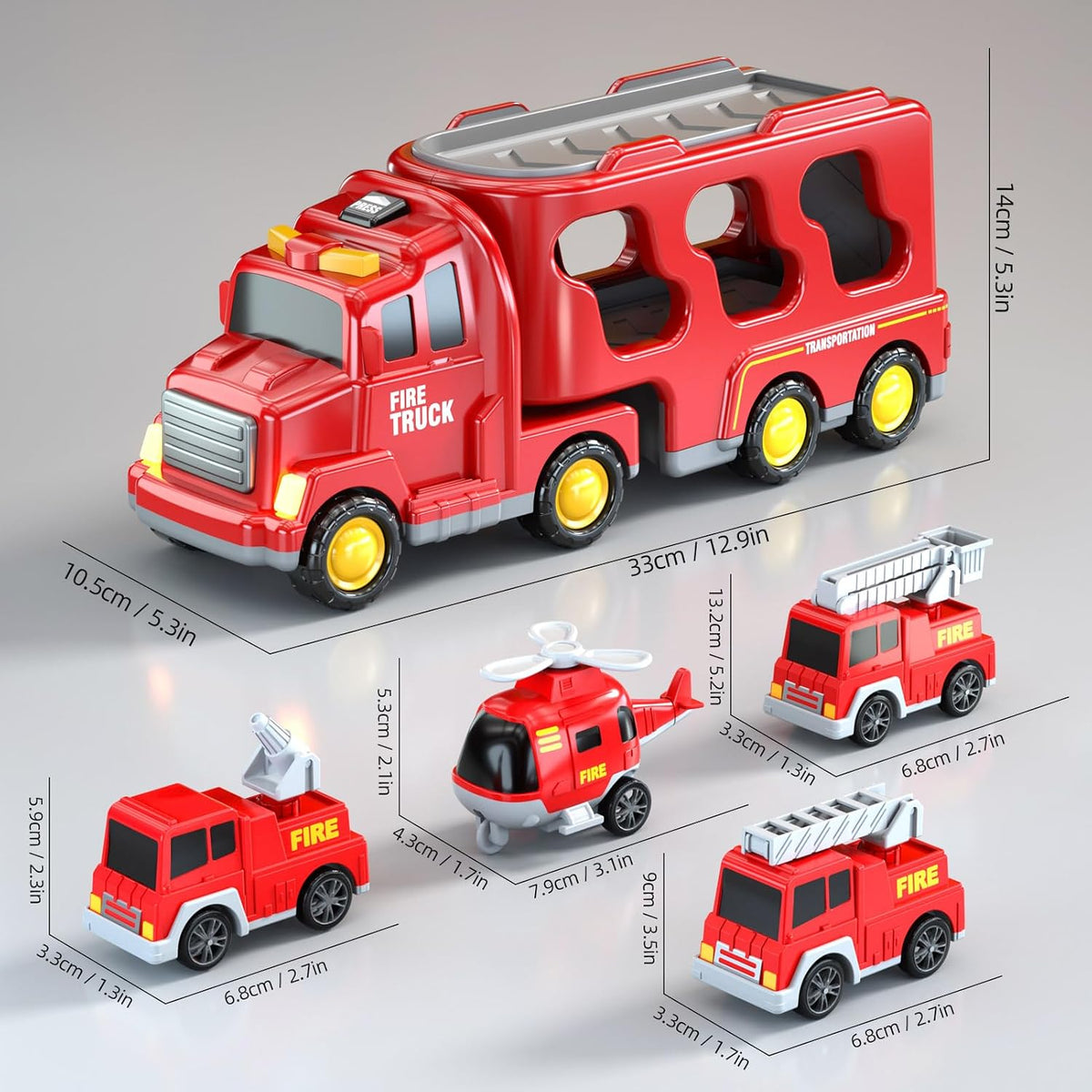 Beby Buty 5 in 1 construction truck toys with transport carrier, crane, mixer, bulldozer, excavator - view 15