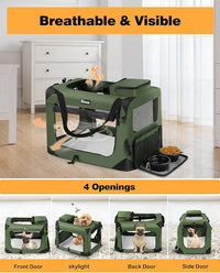 Extra Large Dog Crate with 2 Foldable Bowl, 40 Inch Collapsible Travel Dog Crate Kennel with Soft Blanket for Medium Dogs,Indoor & Outdoor (40" L x 27" W x 27" H, Green)