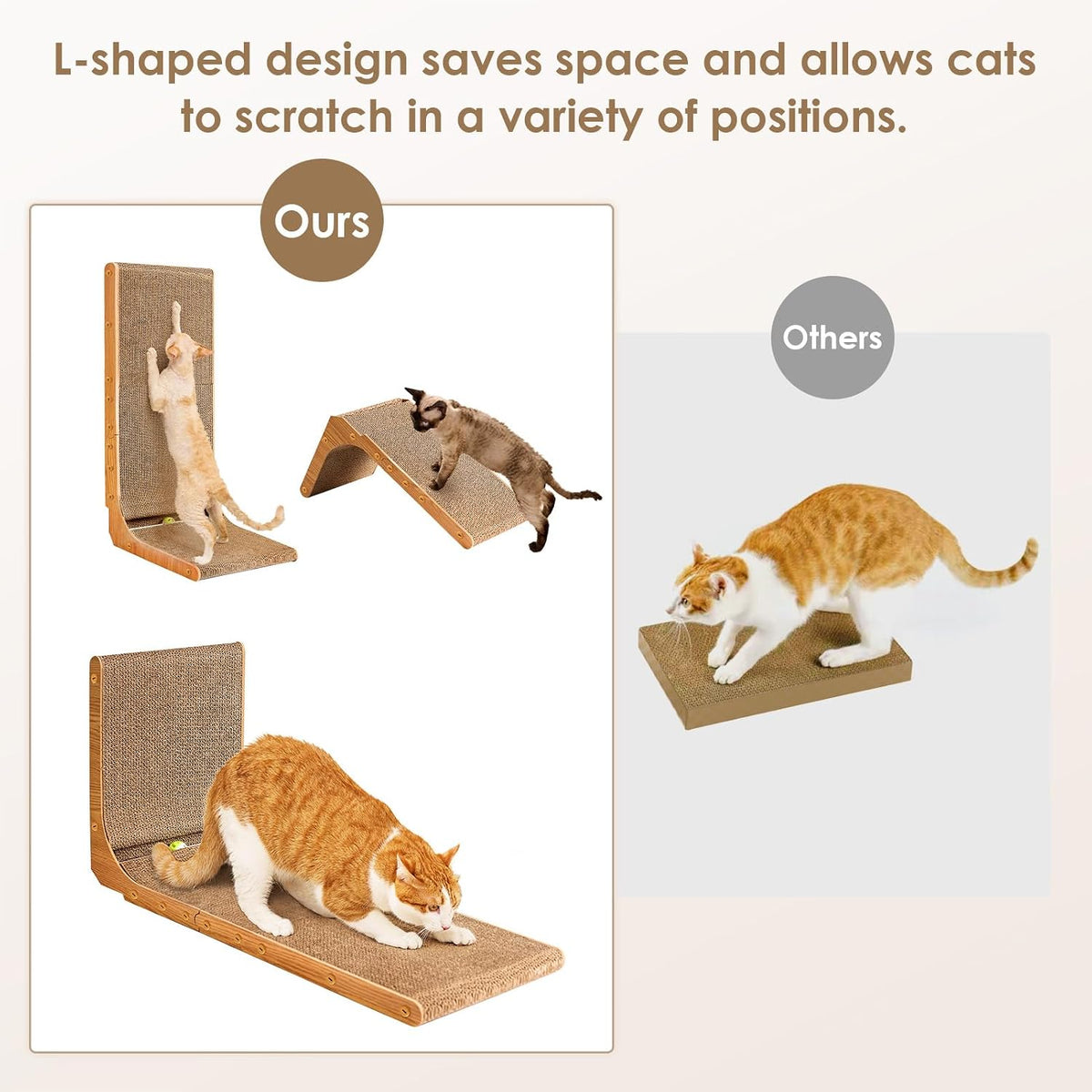 EHEYCIGA Cardboard Cat Scratcher for Indoor Cats - Brown / 16.6x11.2x26.8 - image 4
