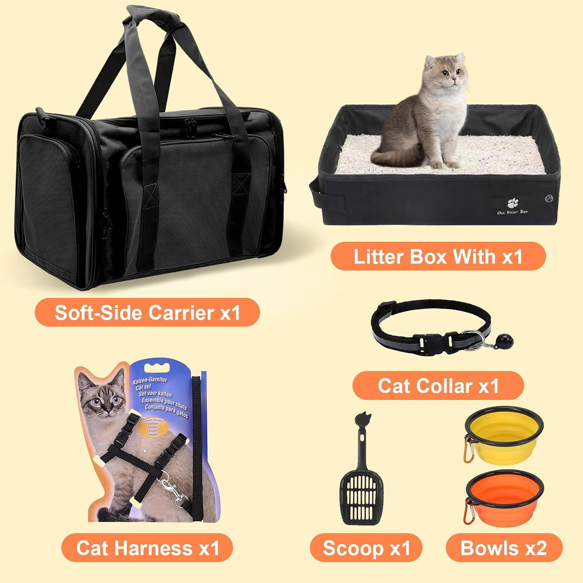 Cat Carrier with Litter Box - Whole Black - image 2