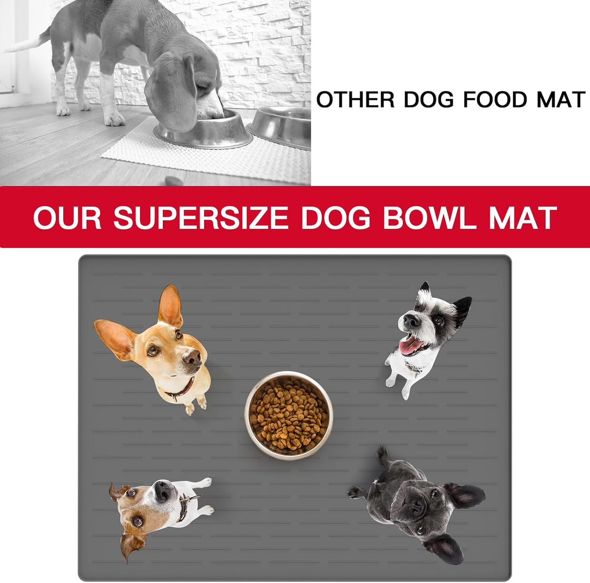 XXXXL Largest Pet Food Mat - Light Gray / 48"L x 32"W - image 3