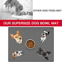 48" x 32" XXXL Largest Pet Food Mat, Silicone Dog Mats for Food and Water, Nonslip Pet Feeding Mats for Floors,Dog Cat Bowl Mat with Raised Edges, Light Gray