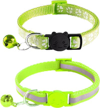 2 Pack Breakaway Cat Collars with Bells - Fluorescent Green