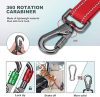 IOKHEIRA Dog Seat Belt 3-in-1 Car Harness for Dogs Adjustable Safety Seatbelt for Car Durable Nylon Reflective Bungee Fabric Tether with Clip Hook Latch & Buckle, Swivel Zinc Alloy Carabiner Red