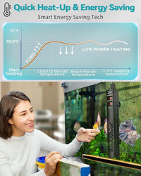 Aquarium Heater for 75 100 120 Gallon, 500W Submersible Fish Tank Water Heater with Accurate Temperature Control, Over-Temp Protect, Auto Shut-Off, Quick Heat up for Saltwater & Freshwater