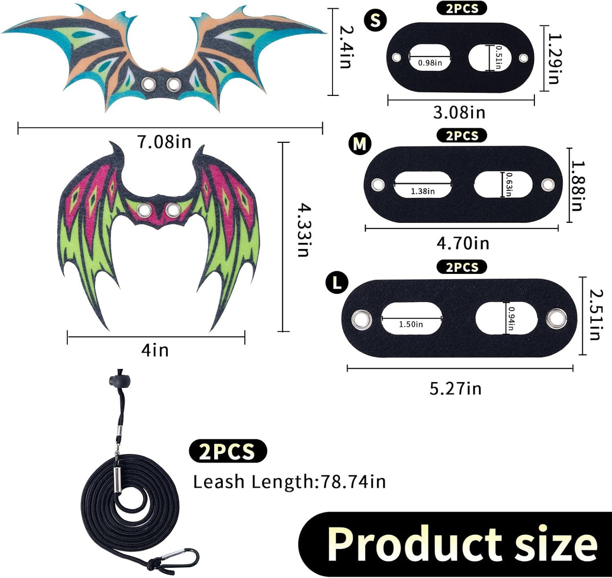 2 Pack Bearded Dragon Lizard Harness Leash Set with Dinosaur Wings – Essentials for Small Pets - image 2
