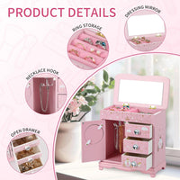 JIUYUAEZ pink princess castle jewelry box for girls with multi-grid storage - view 4