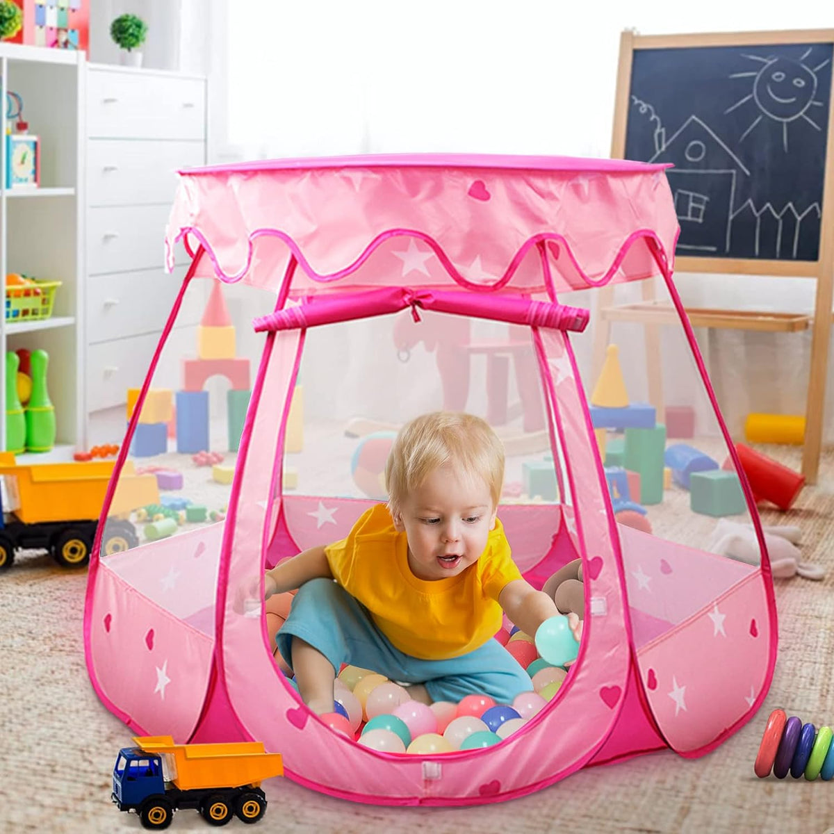 Crayline Pop Up Princess Tent with Star Light - Pink - image 4