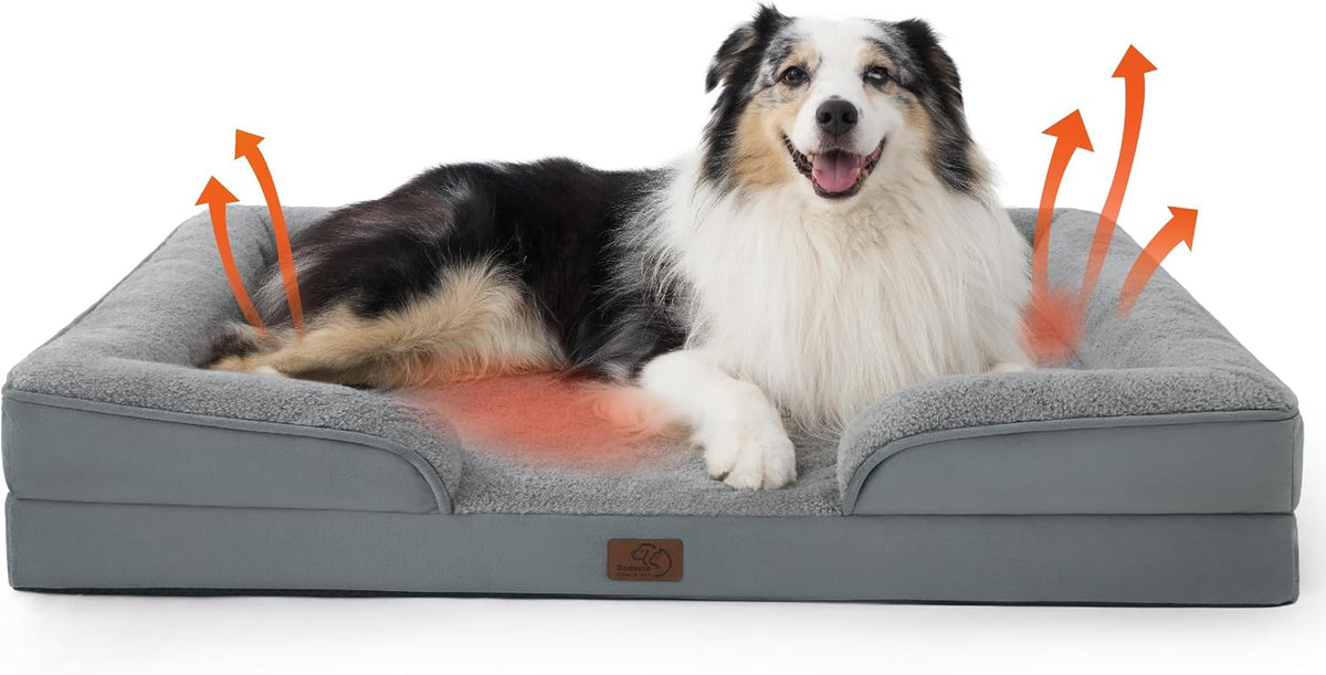 Bedsure Orthopedic Dog Bed Medium Washable Original Design - Self Warming-Grey / 42"l X 32"w X 6.5"th