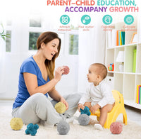 ATKSUNIEE 4 pack of textured soft baby sensory balls in natural colors - view 2
