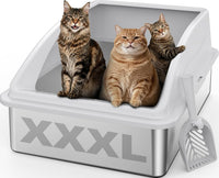 AIPERRO Stainless Steel Litter Box - Silver Grey / XXX-Large