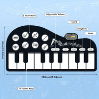 Floor Piano Mat, Musical Toys for 1-3 Year Old Boys & Girls Dance Play Mat – Fun for Kids & Family - 47.24*23.62 inches - image 2