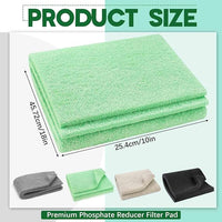 Treela 4 Pcs 18 x 10 Inch Aquarium Filter Pads Ammonia Phosphate Nitrite Remover Reducer Filter Pads Cut-to-fit for Aquariums & Ponds Fish Tank Accessories (Green,Gray,Khaki,Black)