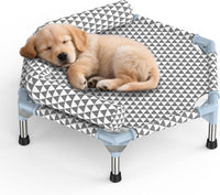 Kuntrust Elevated Outdoor Dog Bed, Medium Size, Cotton Material - Triangle / 6 sided Bolster Small