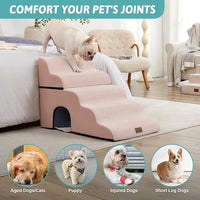 Extra Wide Dog Stairs with Tunnel, Detachable Large Pet Step for Small Medium Dog, Puppy or Cat, Ramp for High Bed, Couch, Sofa or Car, Stable, 19.7x33x22.4 inch, 5 Step, Pink