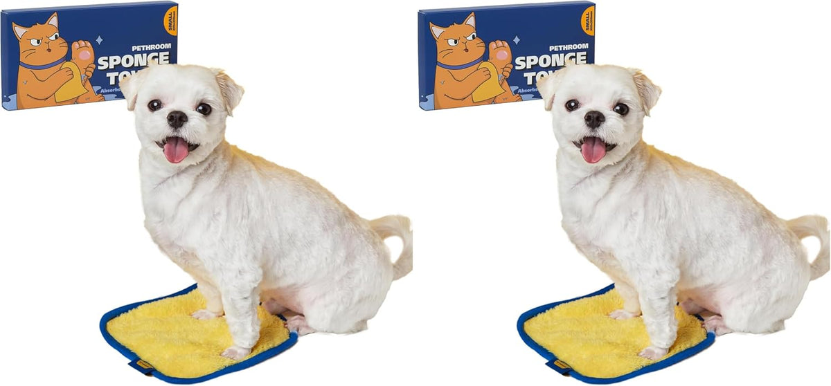 Ultra Absorbent Pet Towel, Quick-Drying - Yellow / Small (Pack of 2)