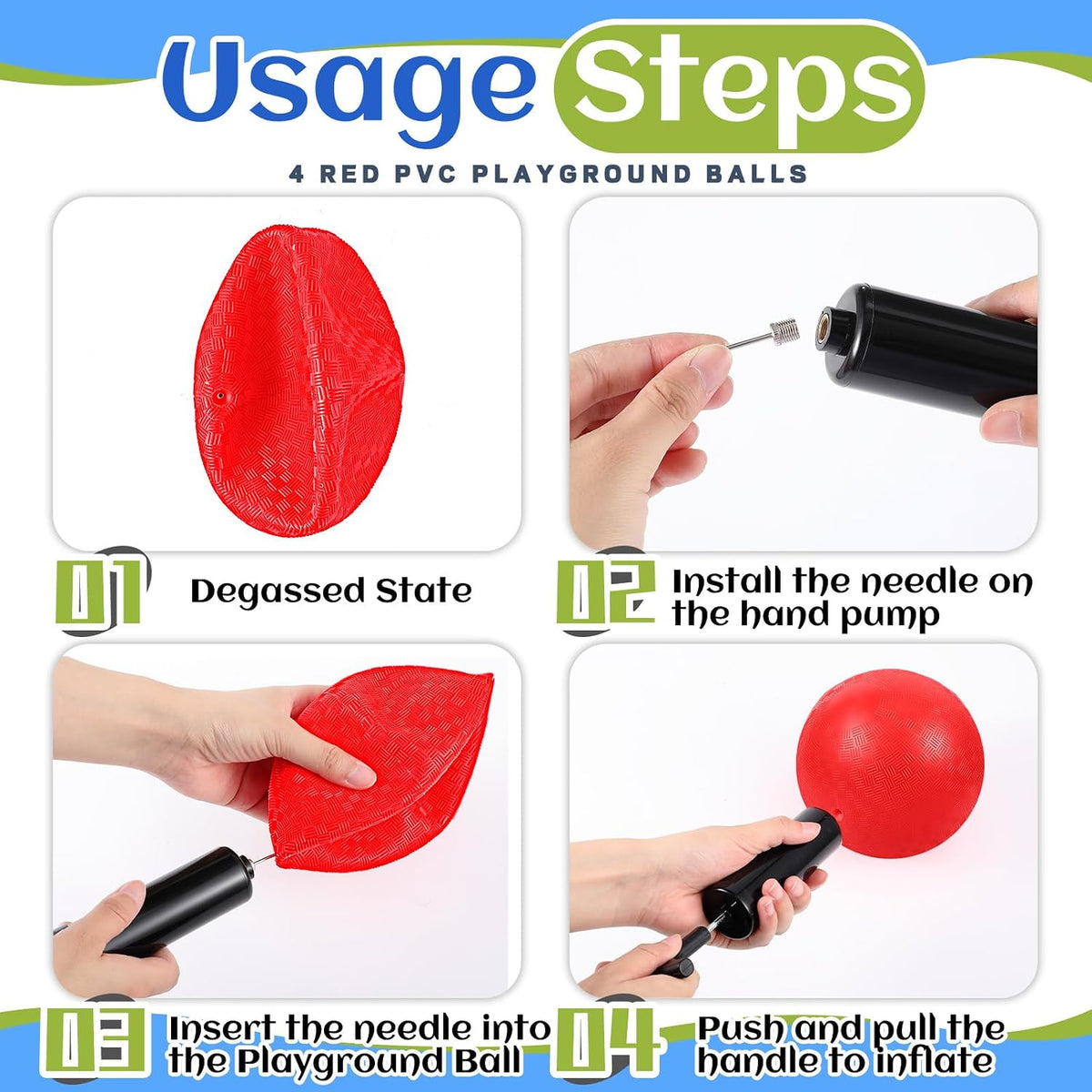 Hiboom kickball set with four 10 inch red balls, rubber bases and air pump - view 17