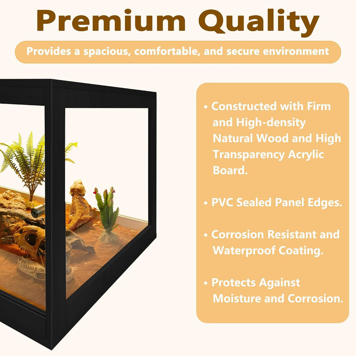 PROLEE Retile Tank, Bearded Dragon Tank - Black / 34 Gallons - image 4