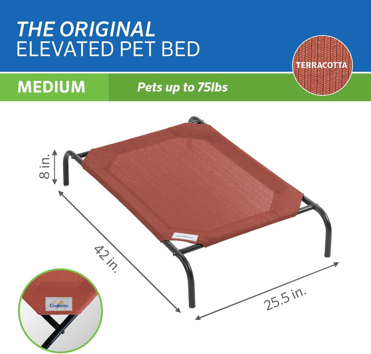 Coolaroo Original Elevated Dog Bed - Medium Dog Bed / Terracotta (Pack of 1) - image 4