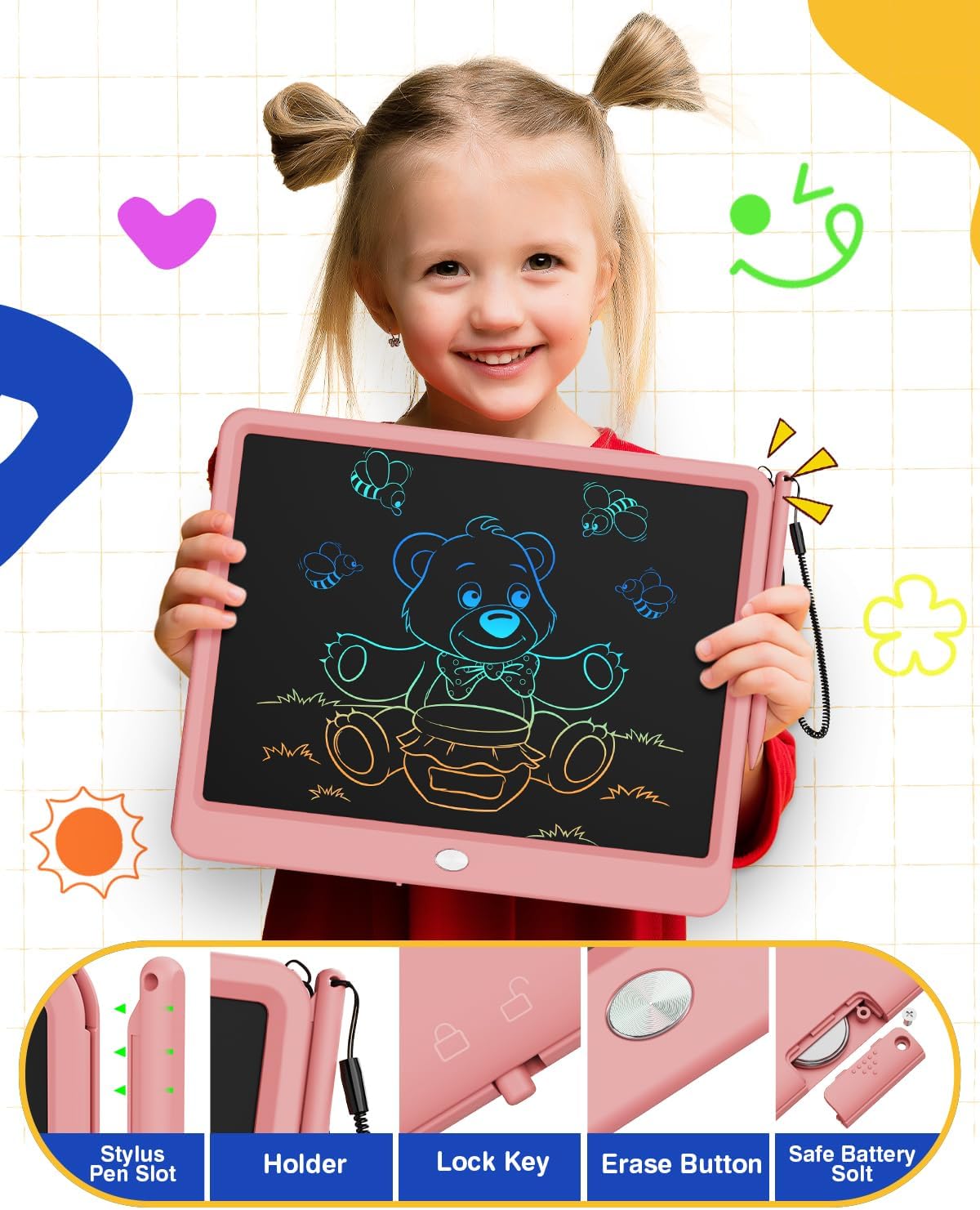 ORSEN LCD Writing Tablet 10 Inch - Pink / 12 inch - image 2