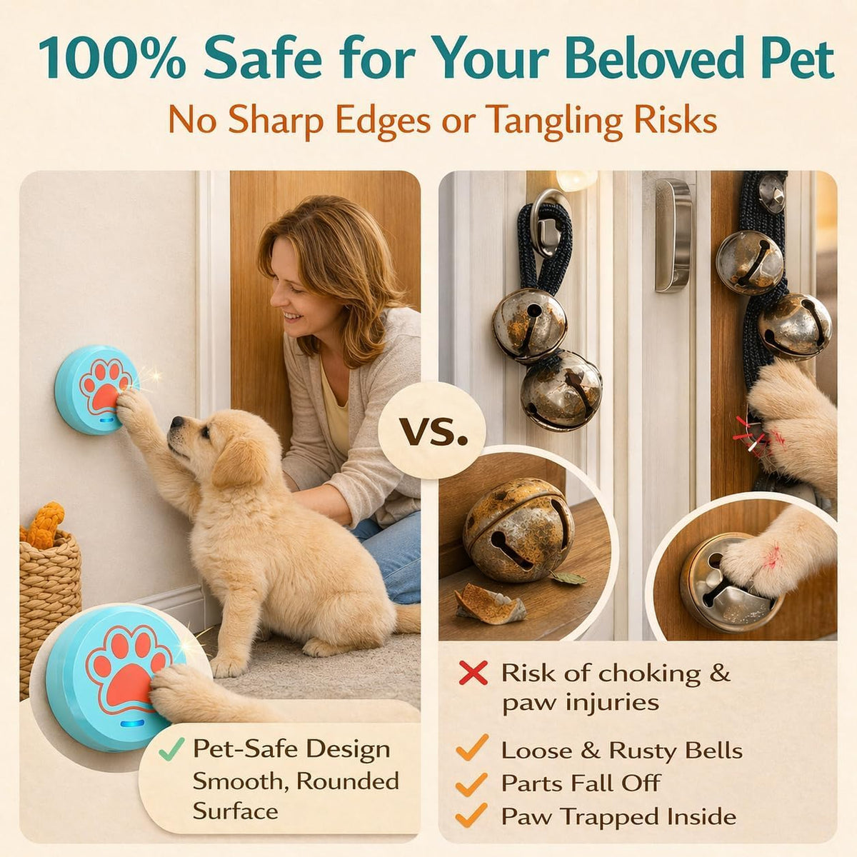 Dog Training Bells for Door - 1 Blue-orange Button - image 4
