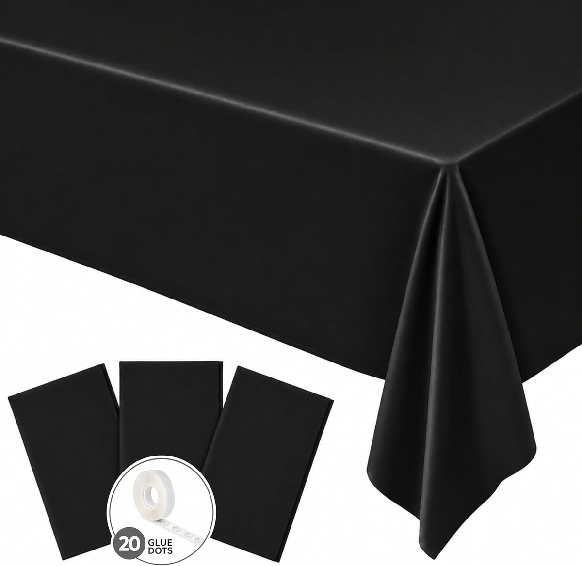 Stone Wall Table Covers, 54"x108" XL, Medieval Party Decorations - Black (Pack of 3)