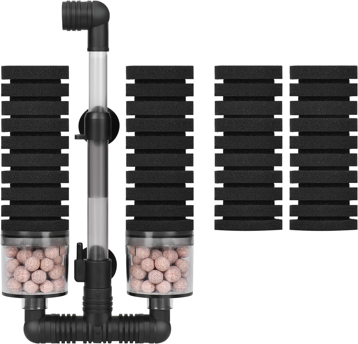 AQUANEAT Aquarium Air Powered Sponge Filter with Ceramic Media Balls - Middle
