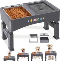 3-in-1 Elevated Dog Bowls with 4 Height Adjustable Raised Stand – Essentials for Dogs - Grey / 2-in-1 Dog Bowls Set