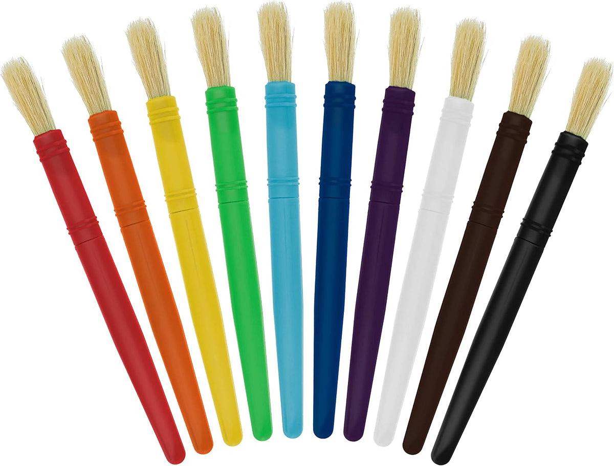 U.S. Art Supply 10-Piece Thick Paint Brush Set - Round Hog Bristle