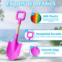 Amarlozn 16 inch kids beach sand shovels with long wooden handles, avocado color set of 3 - view 9