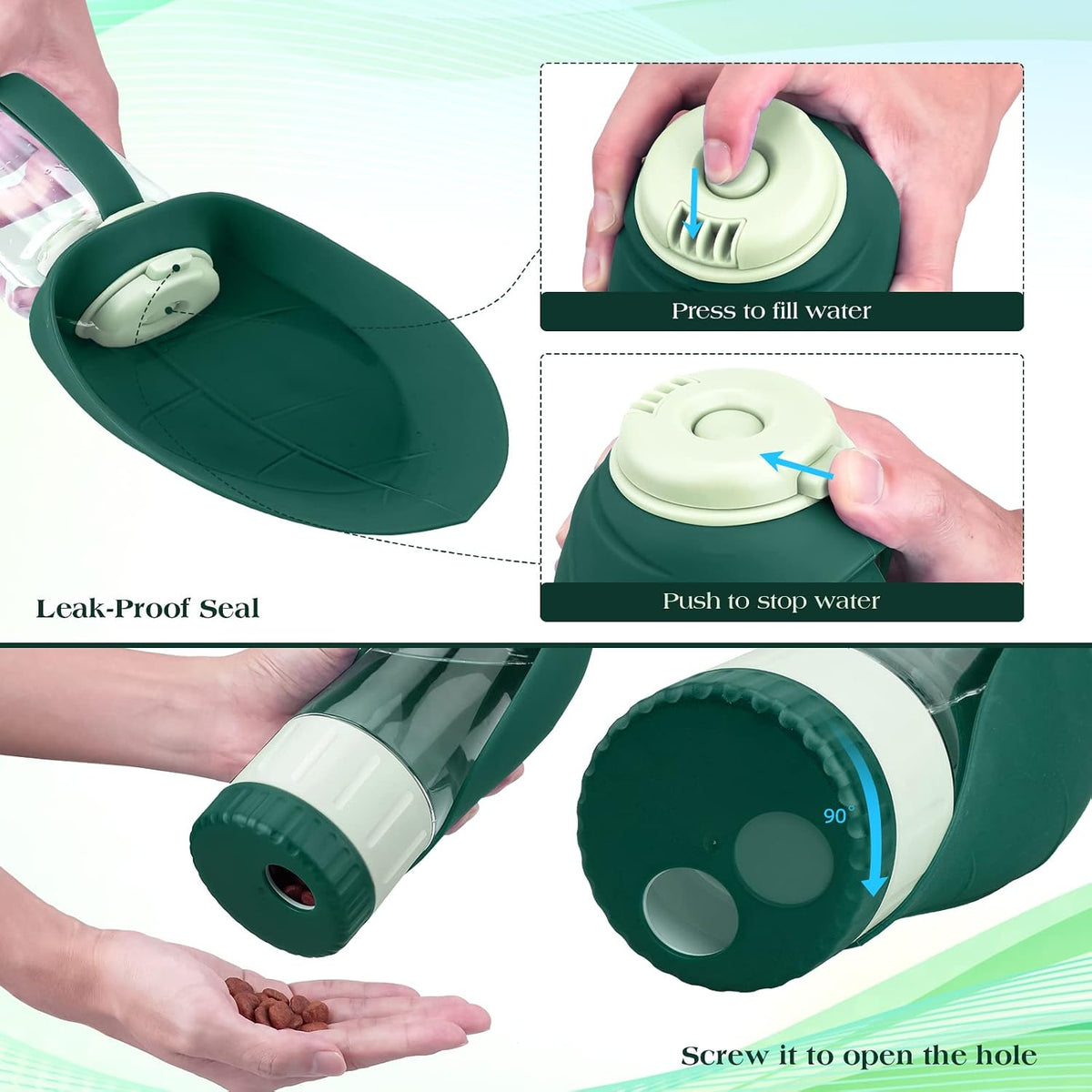 Upgraded Dog Water Bottle - 20oz/Green - image 4