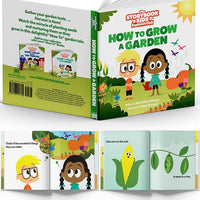 Pink Kids Gardening Tools - includes Sturdy Tote Bag, Watering Can, Gloves, Shovels, Garden Stakes, and a Delightful Children's Book "How to" Garden Tale - Kids Garden Tool set for toddler age on up.