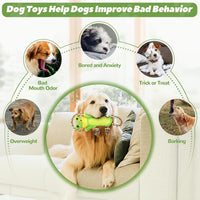 Letsmeet Plush Dog Toy with Crinkle Paper and Ropes - Green - image 3