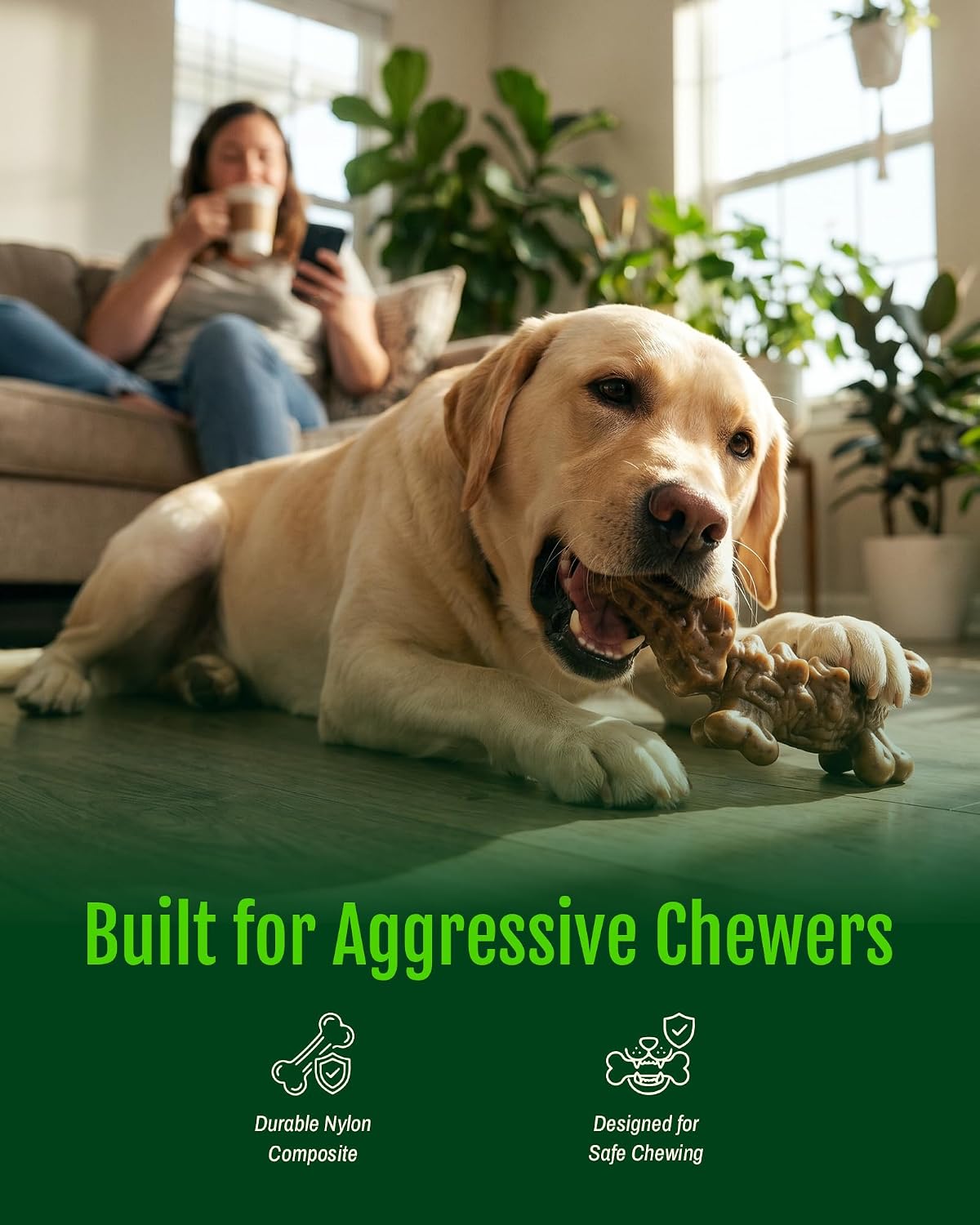 3-Pack Dog Toys for Aggressive Chewers 25-90 lbs, Bacon Flavored - image 2