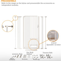 71" Extra Tall Cat Gate 29.5-40.6 Wide Pet gate with Small Cat Door - White / 55.11 inches SET A - image 3