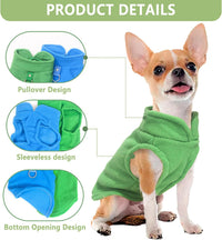 2 Pieces Fleece Dog Sweater Vest Winter Warm Dog Clothes for Small - blue,green / Medium(7-10lbs) - image 2