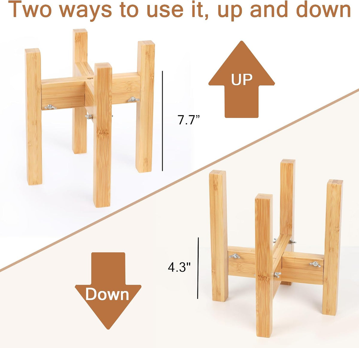 Adjustable Width Bamboo Elevated Dog Bowl Stand - Medium (10" High) / Black - image 13