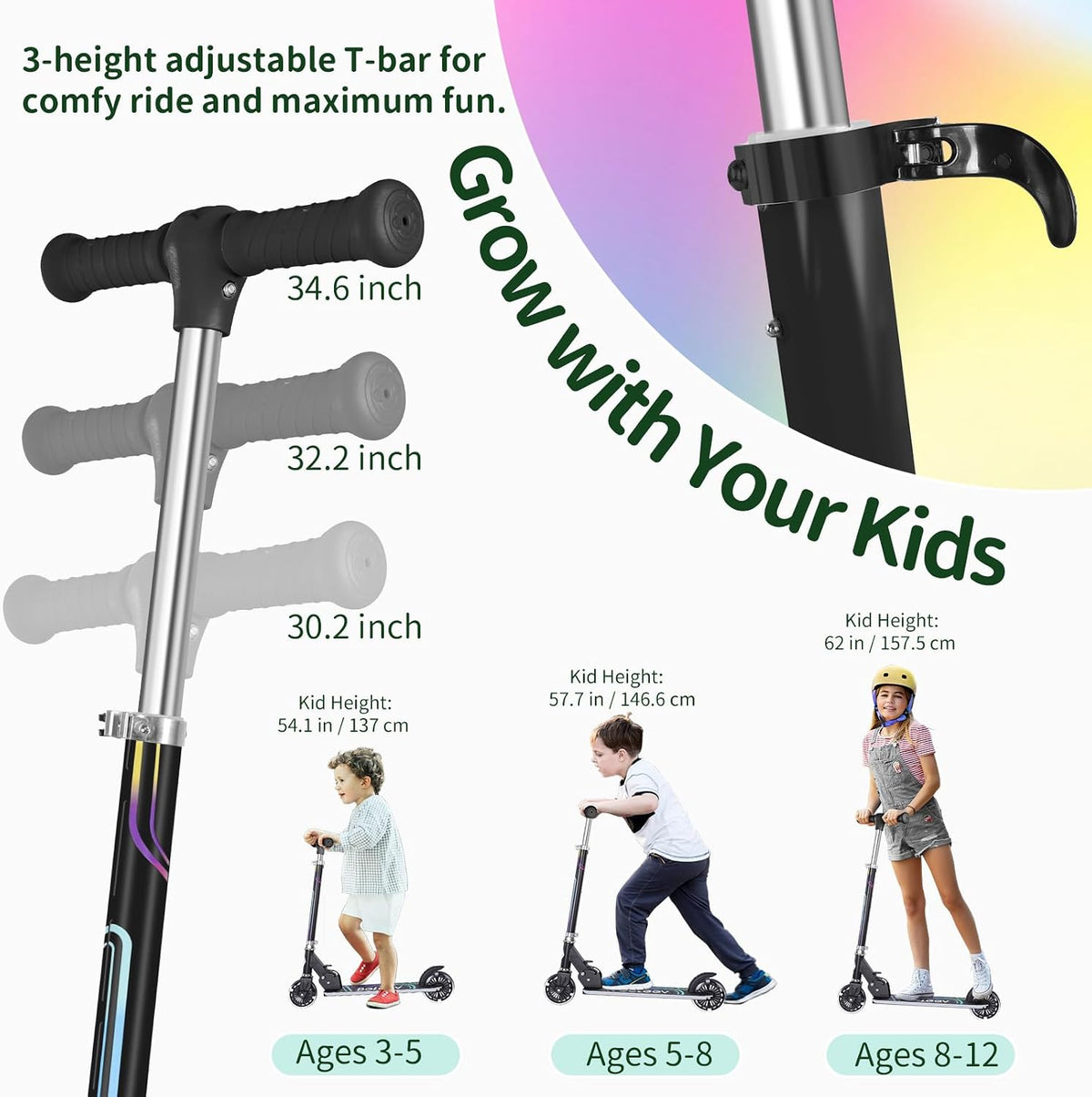BELEEV V2 Scooters for kids Light-Up Wheels & Stem & Deck - Black - image 4