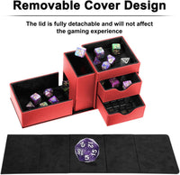 Stepane dice tray and dice tower storage box in black and red PU leather with drawers - view 11