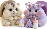 Handmade Hamster Squishy Toy - Christmas Hamser & Cat Set