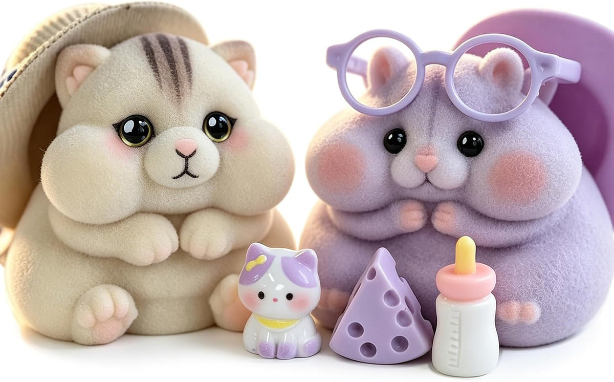 Handmade Hamster Squishy Toy - Christmas Hamser & Cat Set