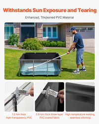 VEVOR Canvas Fish Pond, Turtle Pond - Black / 200 Gal /59 x 32 x 28 in / With Clear Panel - image 3