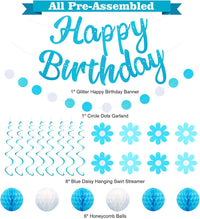 YEOCU Birthday Decorations - Blue&while / Flower - image 2