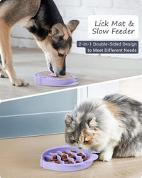 Coomazy Slow Feeder Cat Bowl Silicone Pet Puzzle Feeder for Slow - Purple / 1.2 Cups - image 2