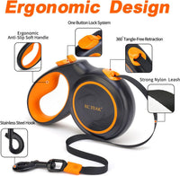 Retractable Dog Leash, Strong Nylon Tape, Tangle Free - Black/Orange / Large - image 2