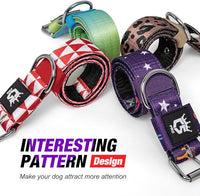 TSPRO Tactical Dog Collar 1.25 Inch Wide Thick Dog Collars with Heavy Duty Metal Buckle, Durable, Strong, Adjustable for Small Dogs (Constellation Purple S)